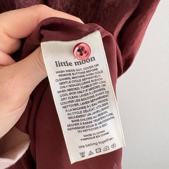 Aritzia Little Moon Campari Ruffle Dress Truffle Maroon Burgundy Size Small - Picture 9 of 10